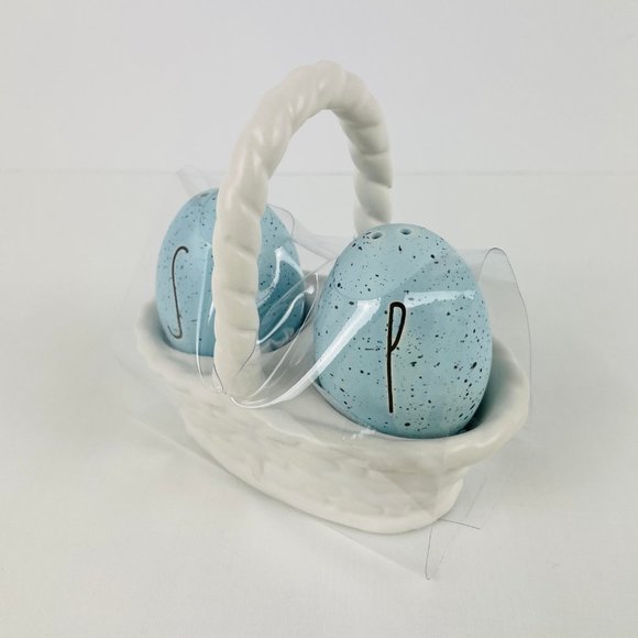 Rae Dunn Blue Speckled Eggs Salt & Pepper New Release - Picture 3 of 5